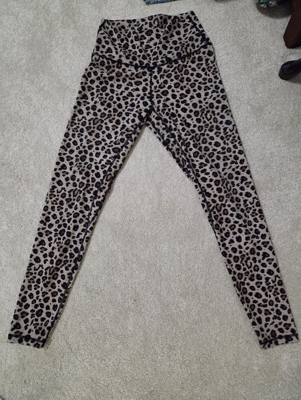 Leopard Print High-Waist Leggings - Tan and Black